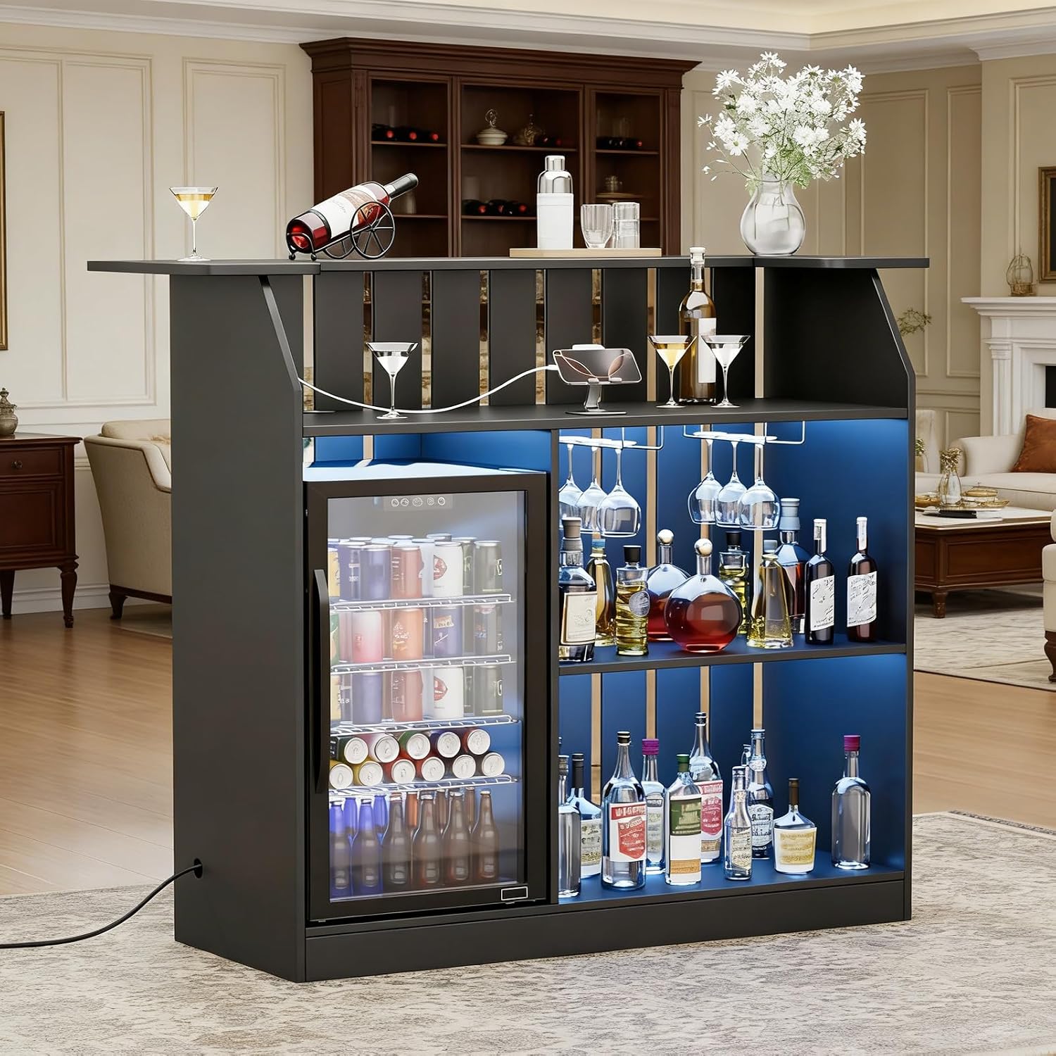 Home Bar And Fridge - U-Shape Bar Table, Home Bar Unit