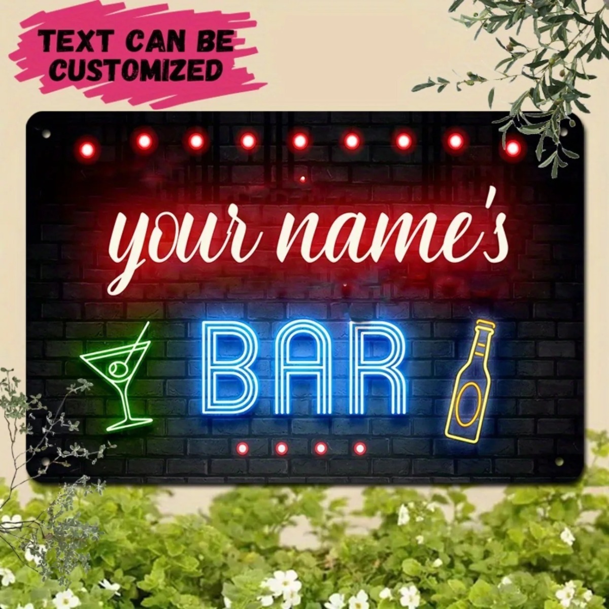 Home Bar Signs - {Custom Pattern} Vintage Aluminum Wall Sign