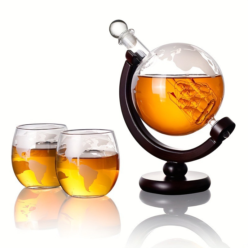 Decanter Globe Set - Globe Decanter Sailing Whiskey Glass Dispenser