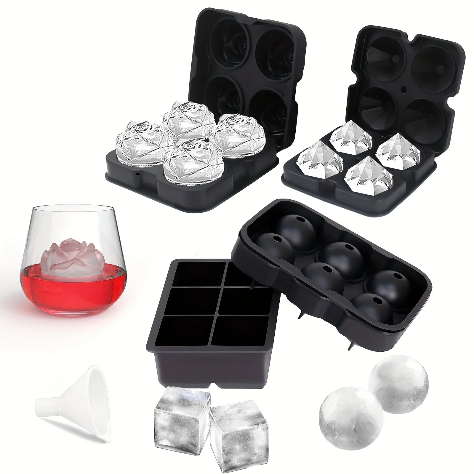 Ice Mold Sphere - 1pc 3D Rose Ice Cube Mold,