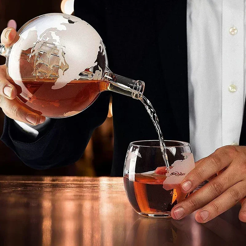 Decanter Globe Set - Globe Whiskey Decanter Set Lead Free