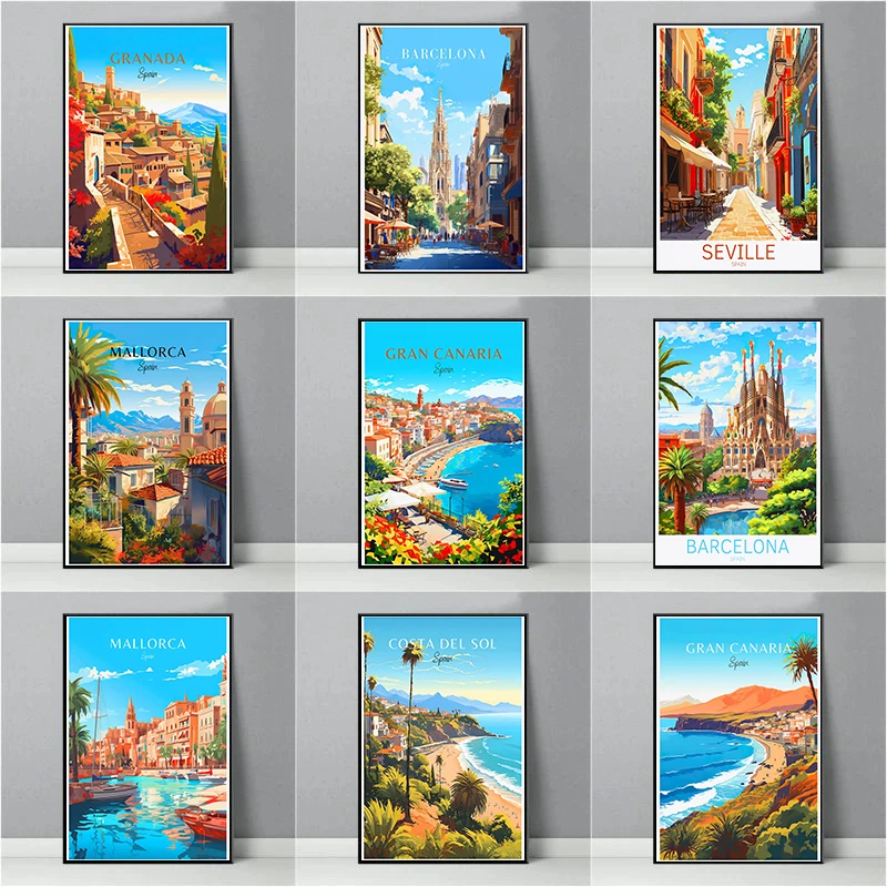 Home Barcelona - Spain Travel Poster Paris Gran Canaria