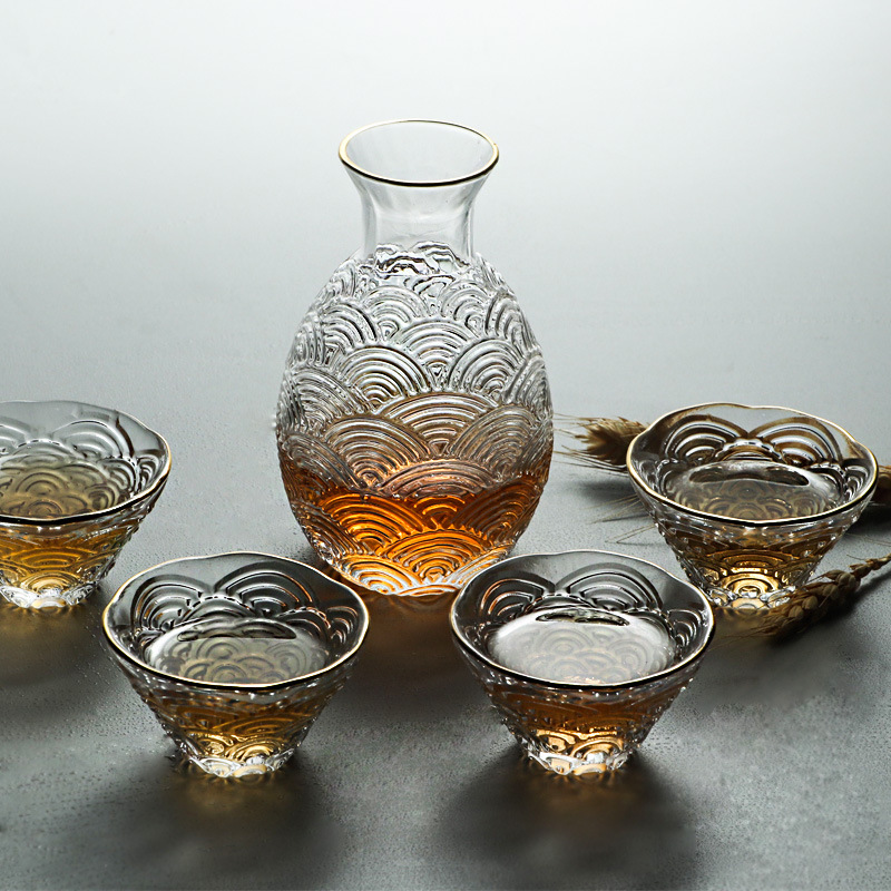 Home Bar Set - Japanese Hammer Sake Pot Set Glass