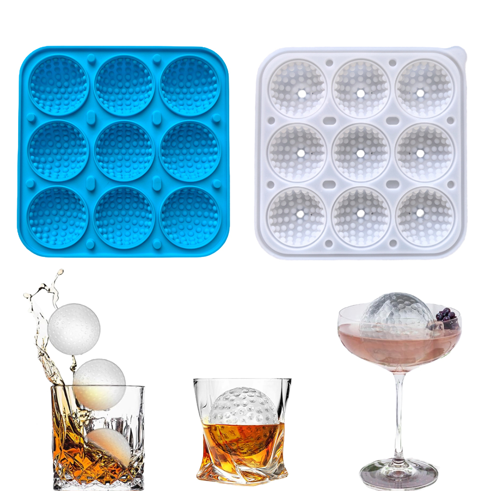 Ice Mold Sphere - 9-cavity golf ball with lid ice