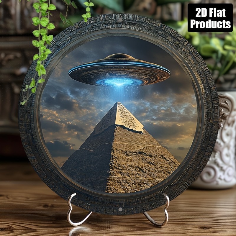Home Bar Cafe - Pyramid UFO Theme Round Aluminum Metal