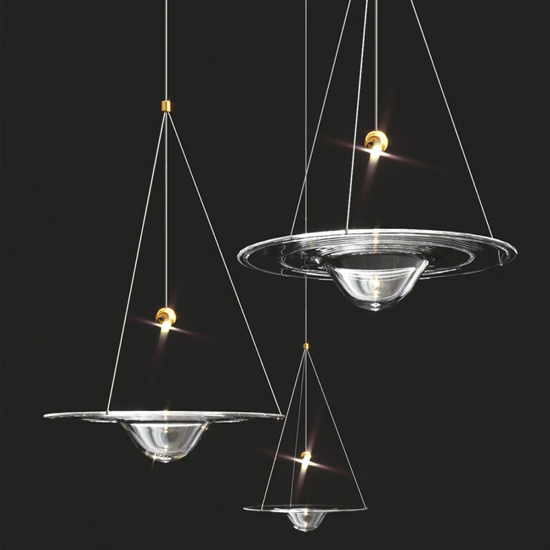 Home Bar And Counter - Flying Saucer Chandelier Minimalist Living Dining