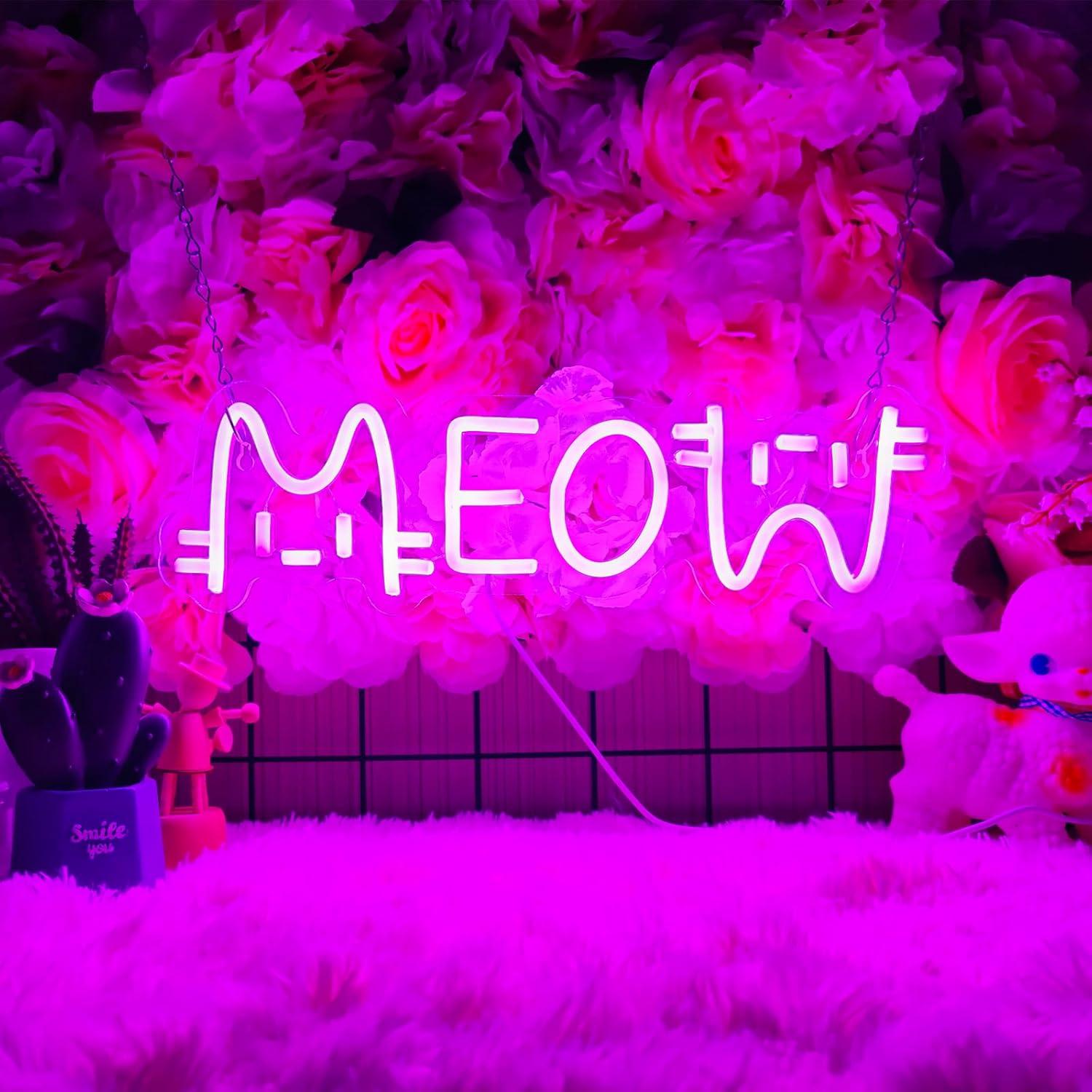 Home Bar Cafe - Meow Neon Sign Cat USB Powered