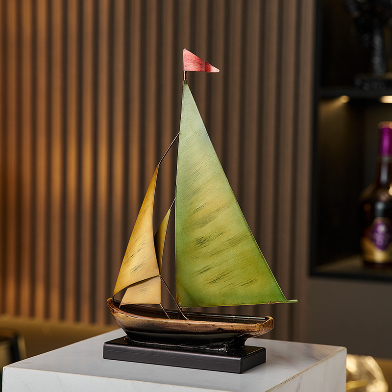 Home Bar Setup - Creative Sailboat Model Ornament, Luxury Decor