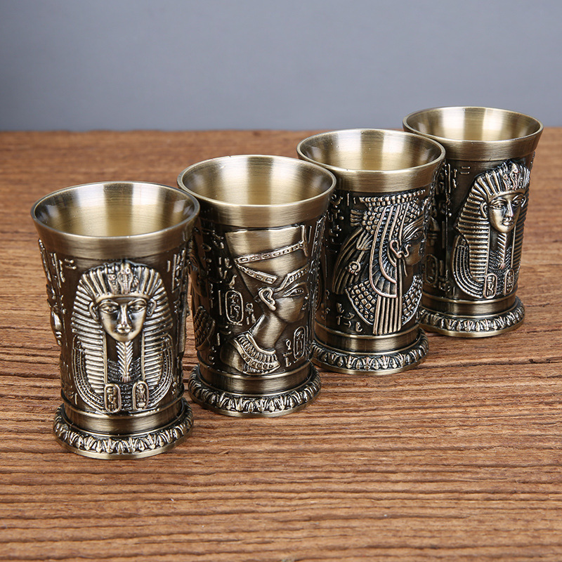 Old Fashioned Glass - I Piece Bronze Metal Vintage Egyptian