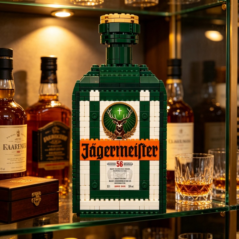 Home Bar Set - DIY Jagermeister Liqueur Bottle Building Blocks