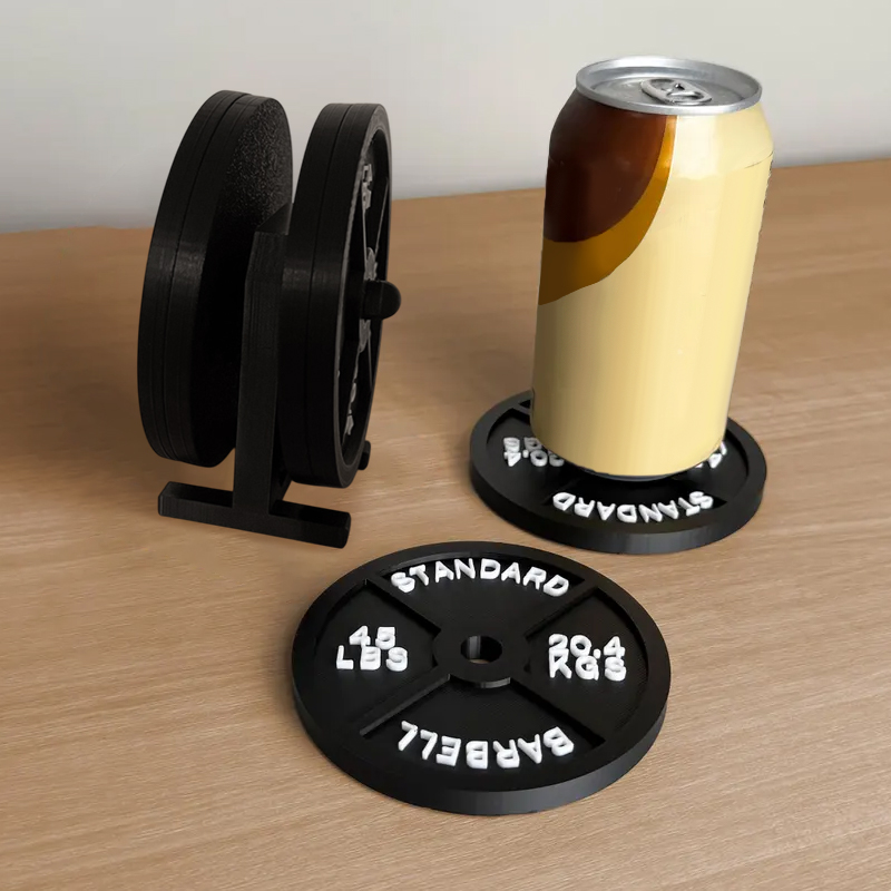 Home Bar Set - Weight Plate Coaster Set Holder Drink