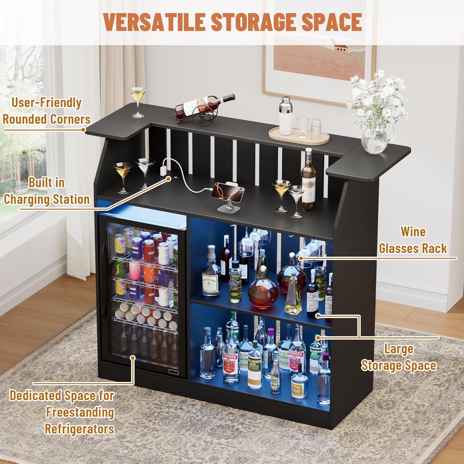 U-Shape Bar Table, Home Bar Un - Home Bar And Fridge ulasan dan harga