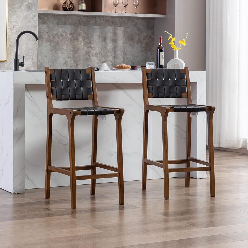 Set of 2 Wooden Bar Stools, Bl - Home Bar Stools ulasan dan harga