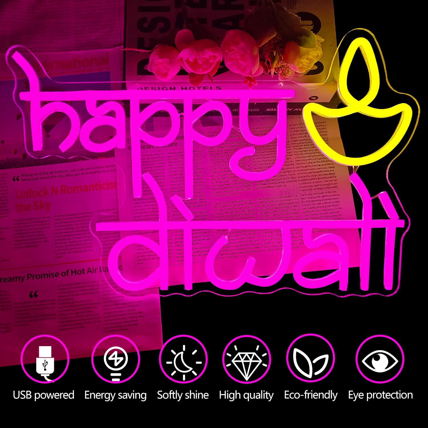 Happy Diwali Neon Sign USB Pow - Home Bar Signs ulasan dan harga