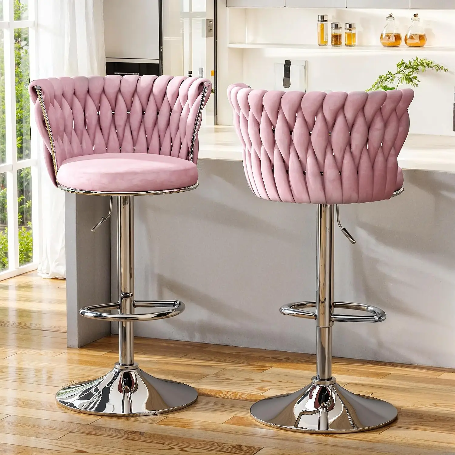 Velvet Bar Stools Set Of 2, Sw - Home Bar And Counter ulasan dan harga