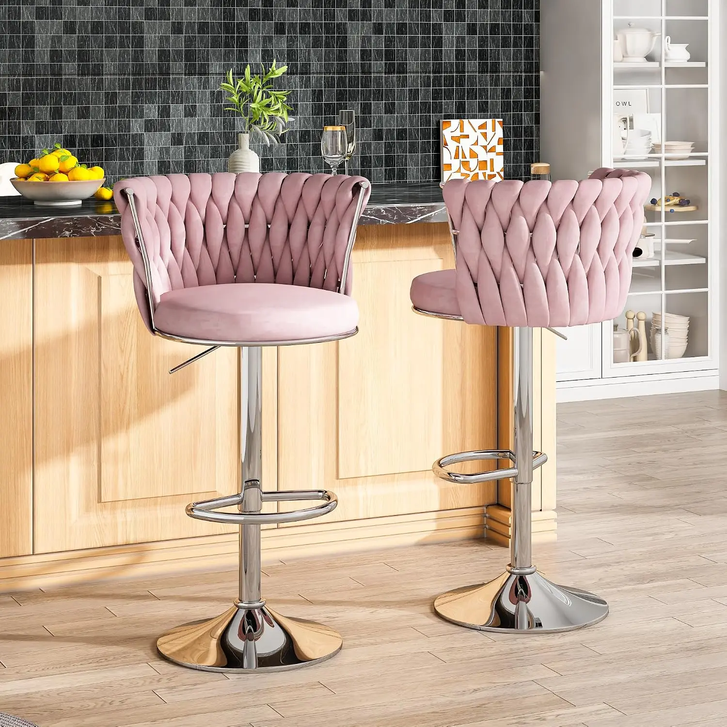 Velvet Bar Stools Set Of 2, Sw - Home Bar And Counter ulasan dan harga