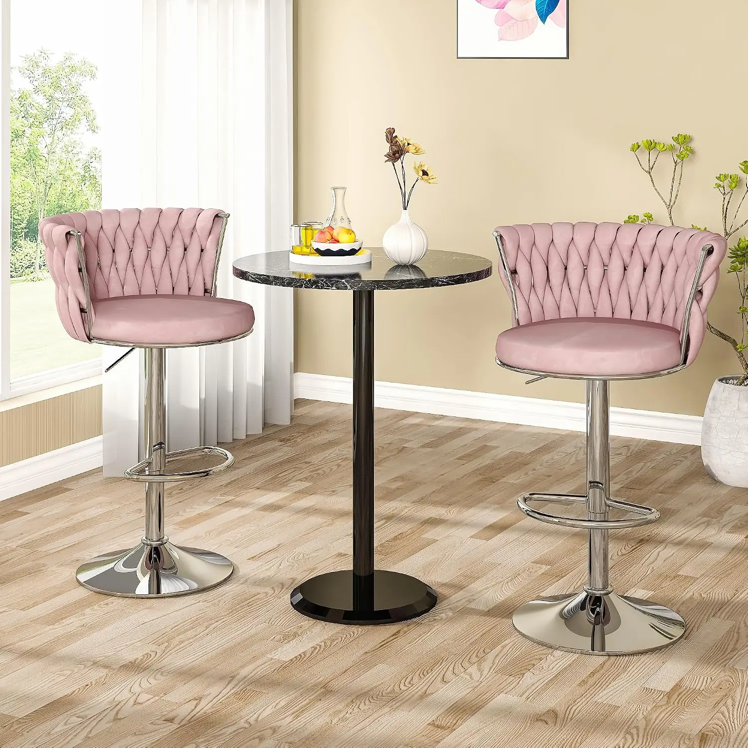 Velvet Bar Stools Set Of 2, Sw - Home Bar And Counter ulasan dan harga