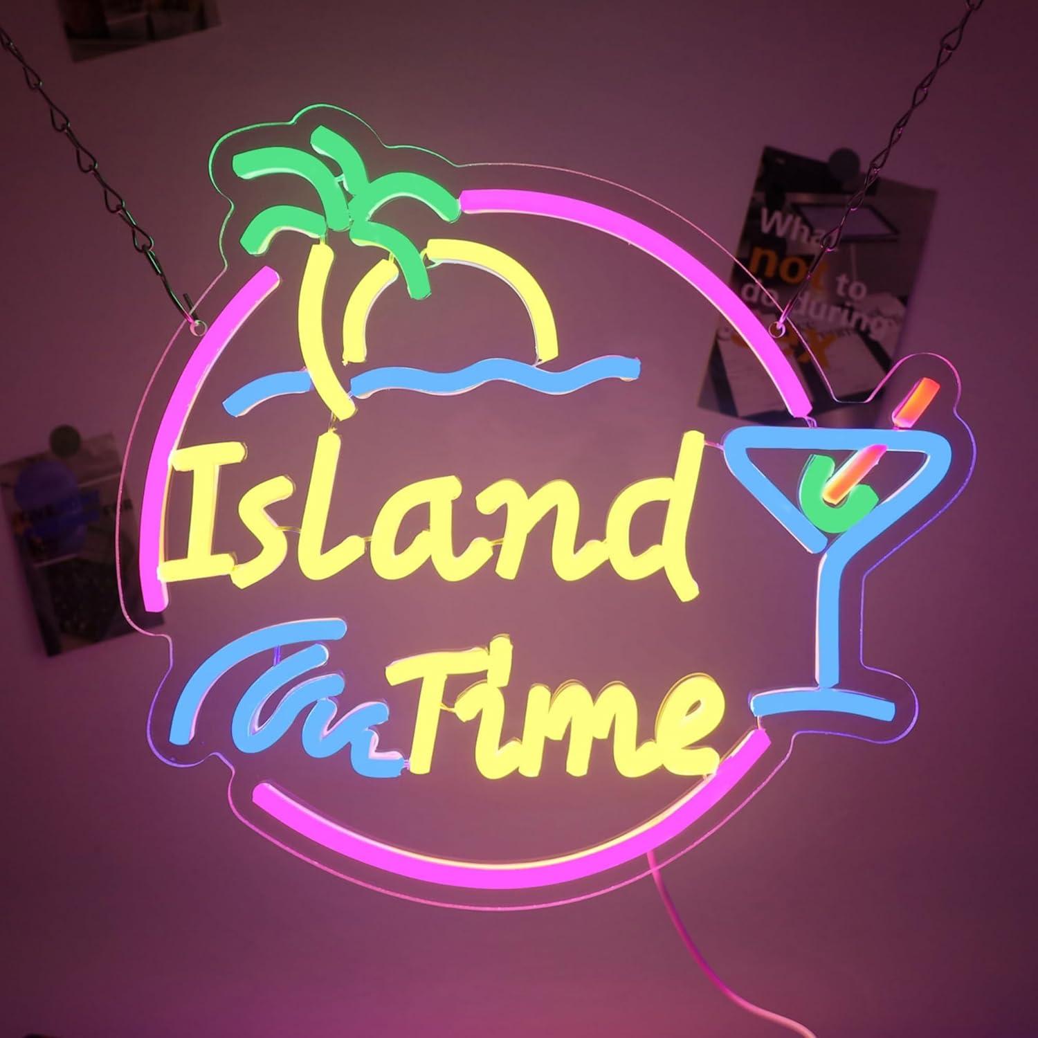 Island Time Neon Sign LED Ligh - Home Bar Signs ulasan dan harga