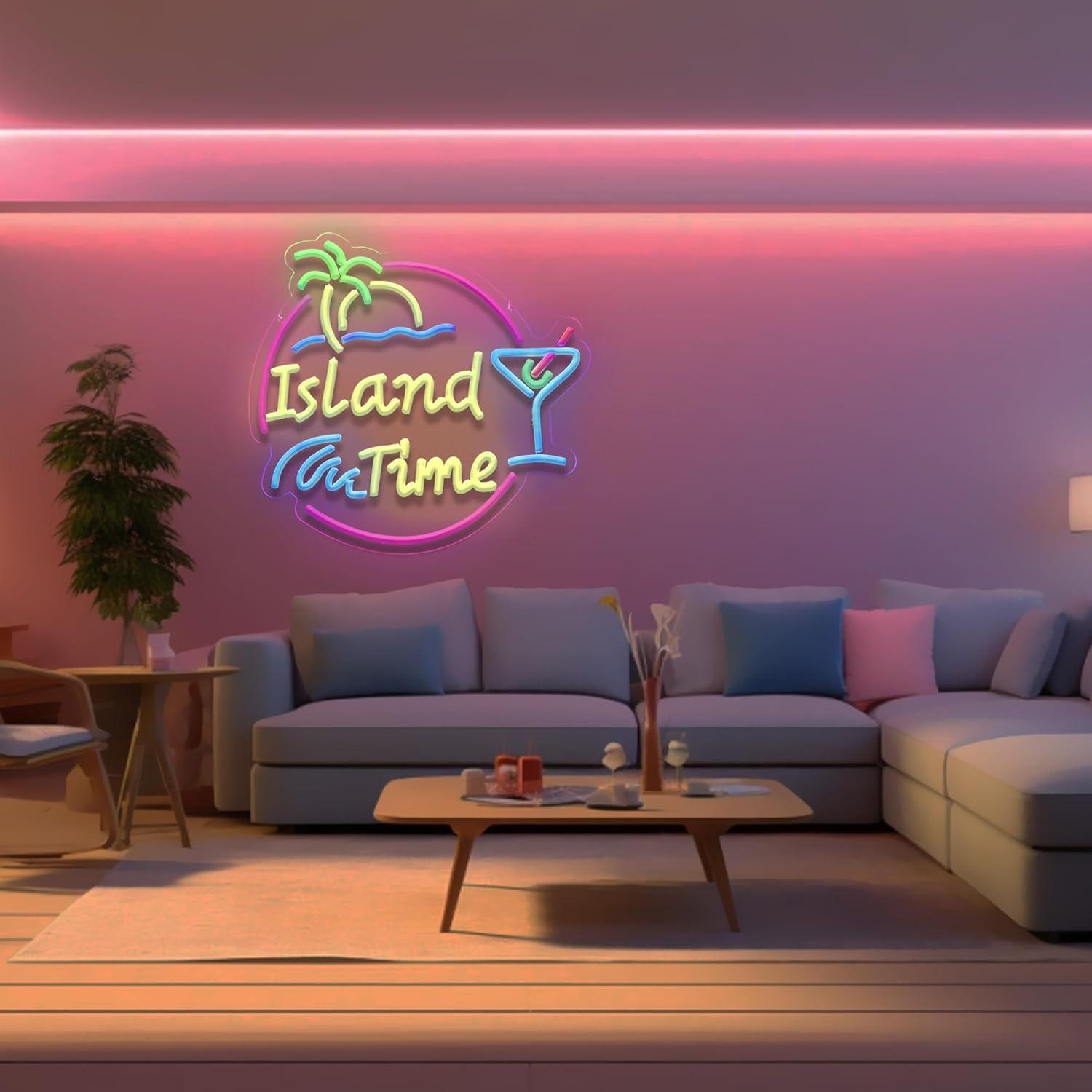 Island Time Neon Sign LED Ligh - Home Bar Signs ulasan dan harga