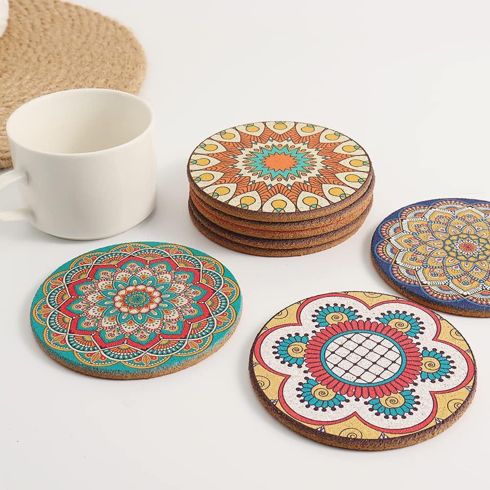 Set of 8 Round Colorful Coaste - Home Bar Set ulasan dan harga