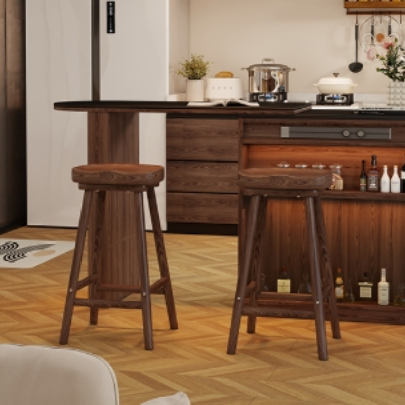 Solid Wood Curved Bar Stool Hi - Home Bar Seating ulasan dan harga