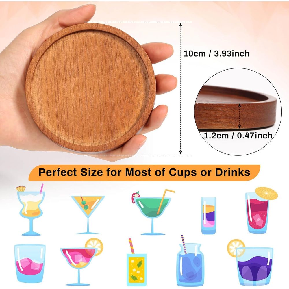 Set of 6 Acacia Wood Coasters  - Home Bar Set ulasan dan harga