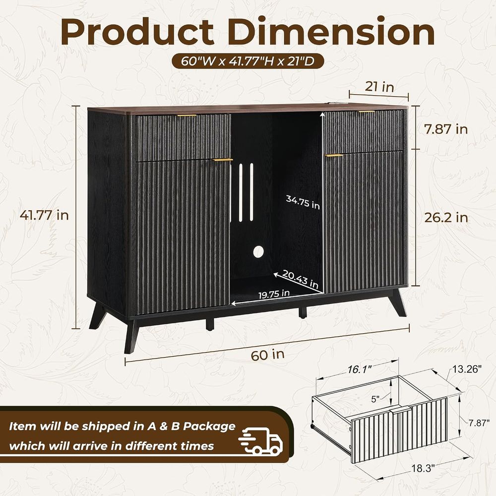 60 Coffee Bar Cabinet with Min - Home Bar And Fridge ulasan dan harga