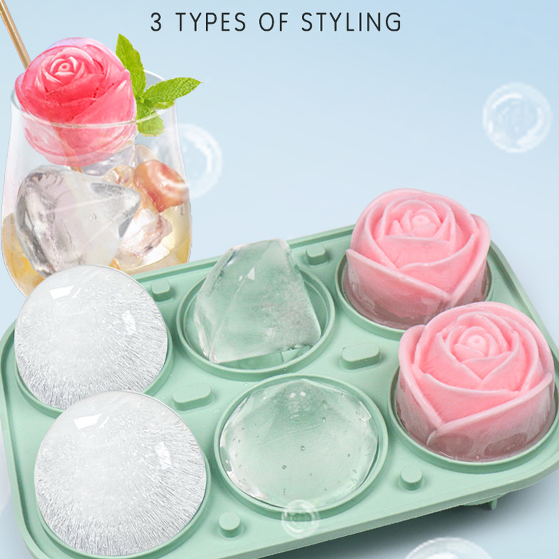 3D Rose Diamond Round Ice Cube - Ice Mold Sphere ulasan dan harga