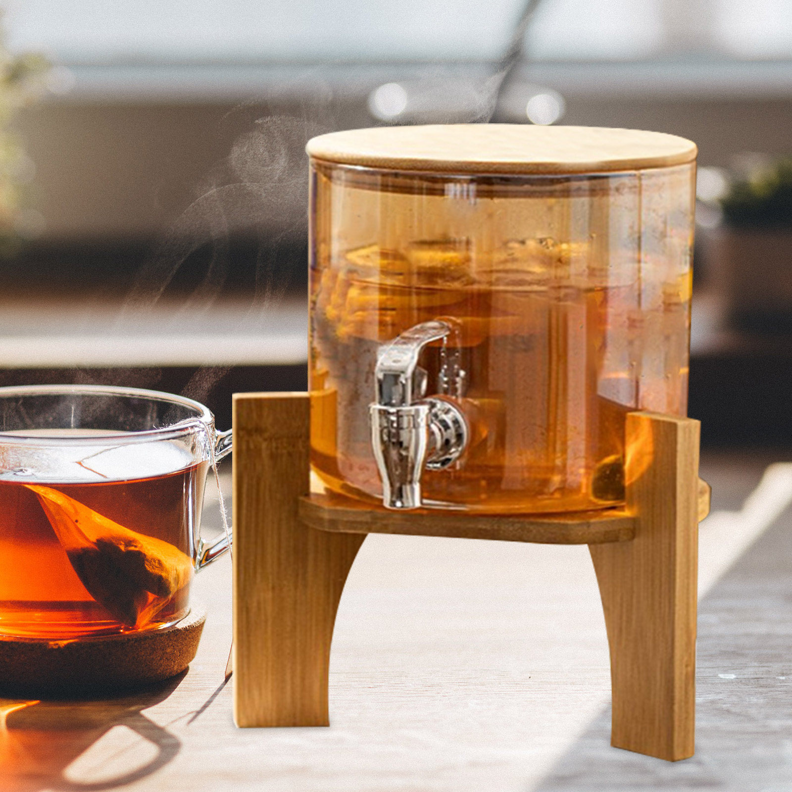Stylish Wood Beverage Dispense - Home Bar Shelf ulasan dan harga