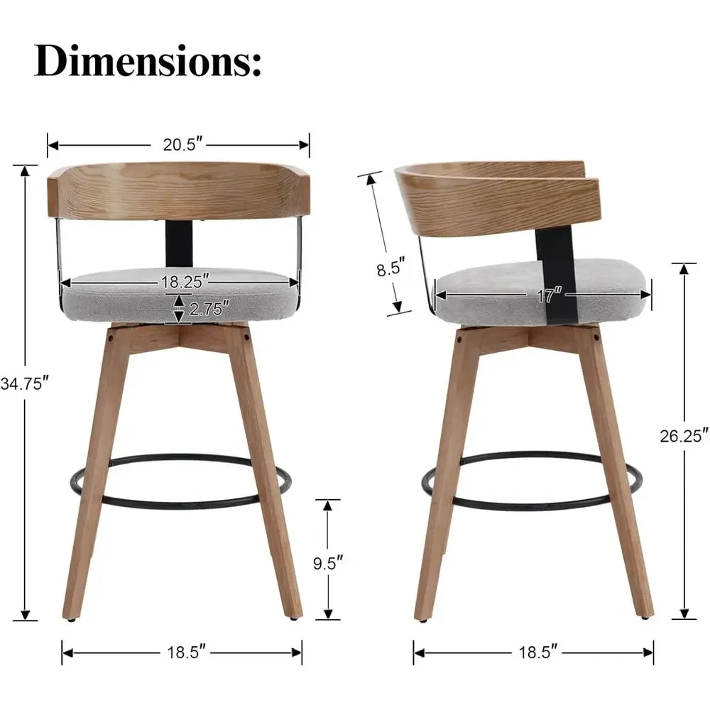 Set of 2, 26 Grey Linen-Uphols - Home Bar And Counter ulasan dan harga