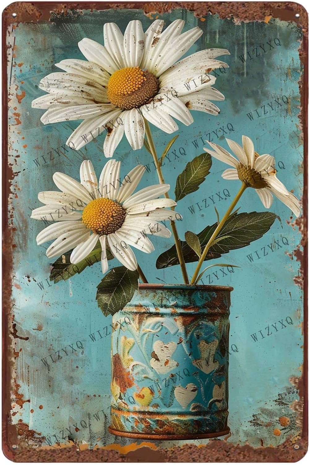 Metal Signs White Daisy Flower - Home Bar Cafe ulasan dan harga