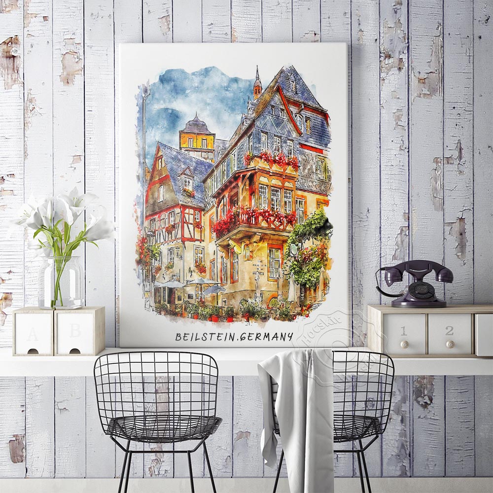 Watercolor Print, World Travel - Home Barcelona ulasan dan harga