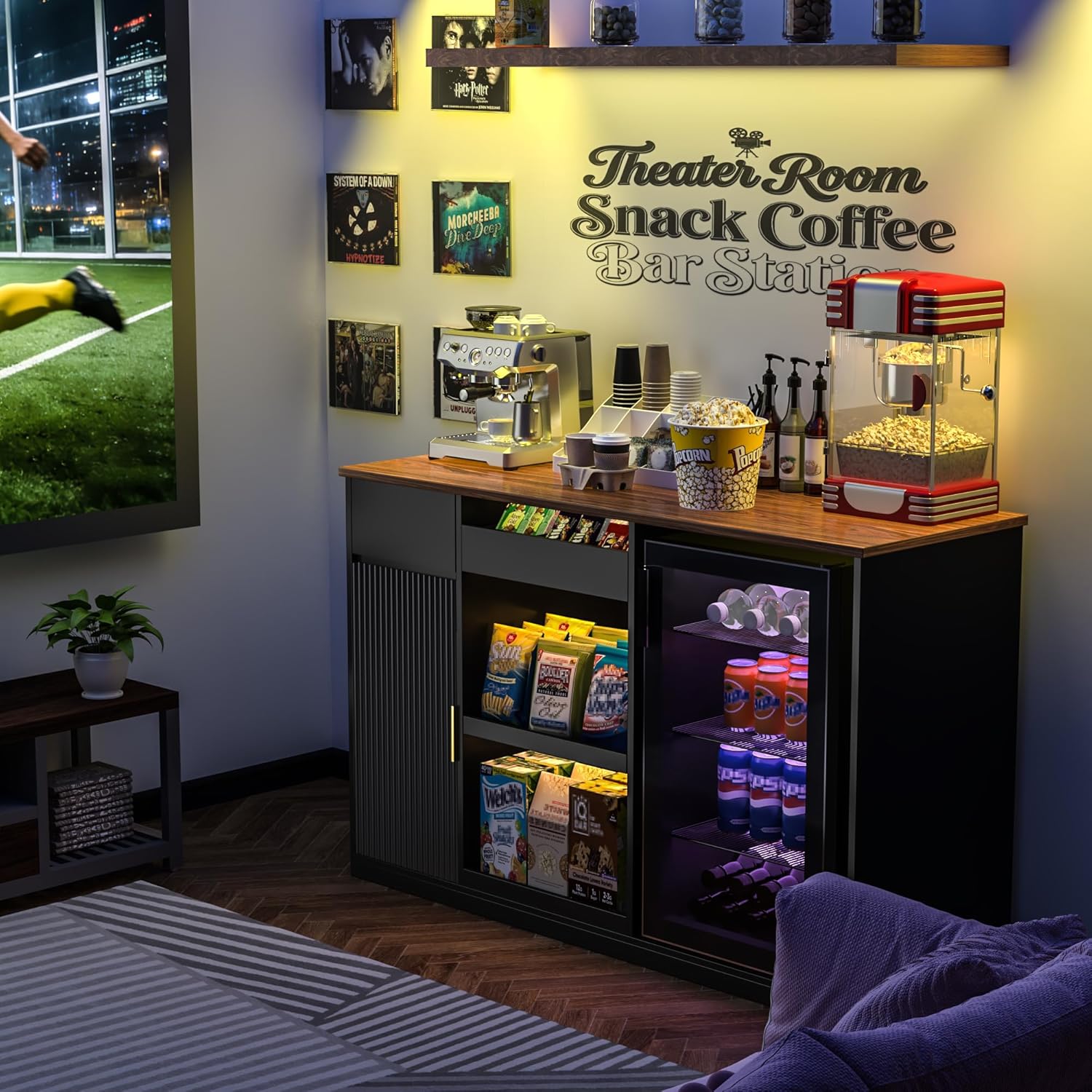 Snack Bar Cabinet with Fridge  - Home Bar And Fridge ulasan dan harga