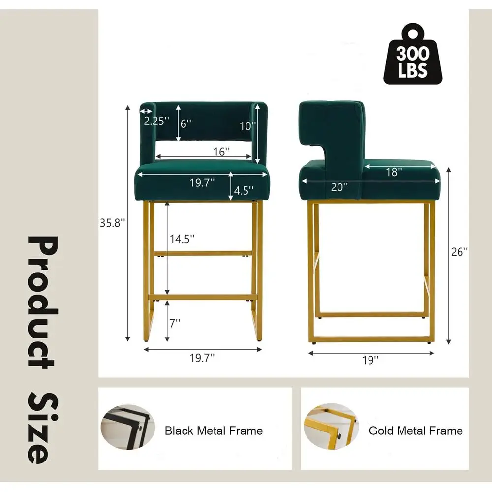 Set of 2 Green Velvet Bar Stoo - Home Bar And Counter ulasan dan harga