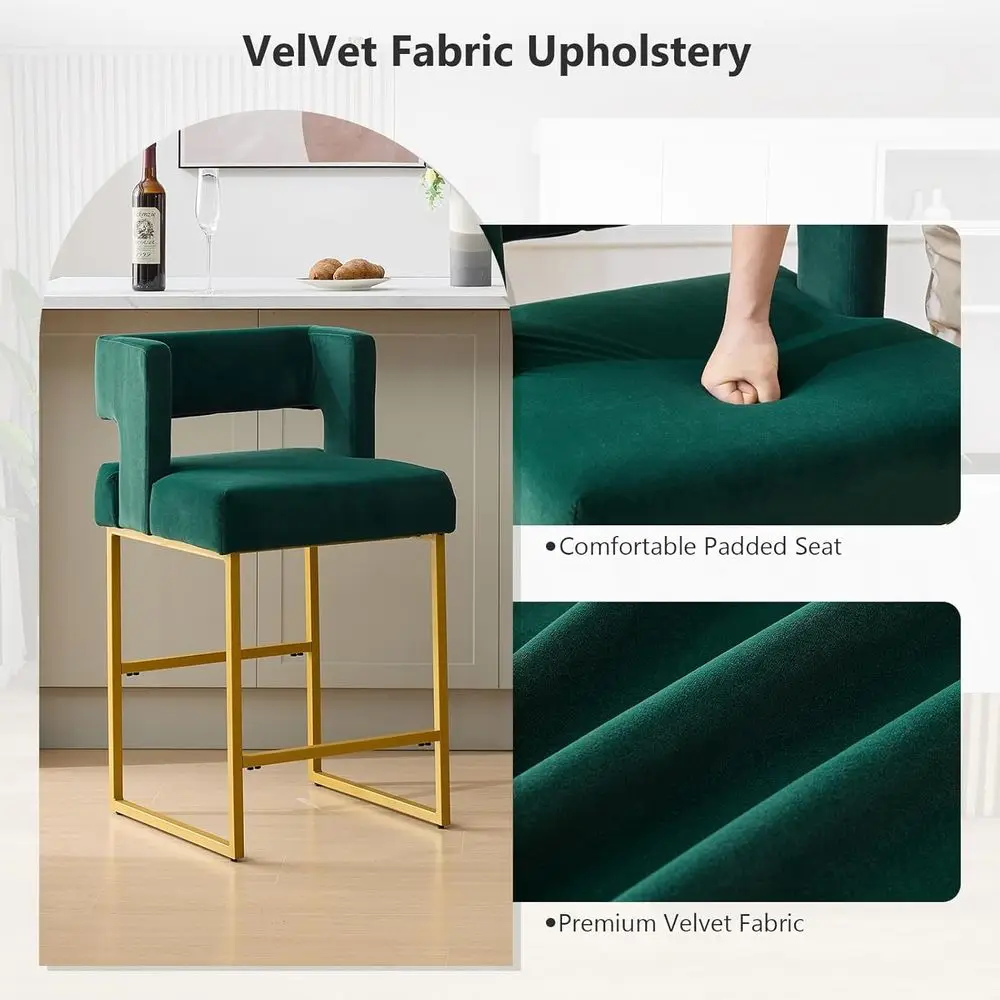 Set of 2 Green Velvet Bar Stoo - Home Bar And Counter ulasan dan harga