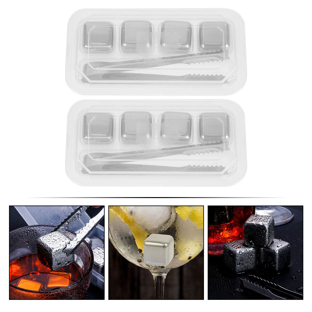 2Sets Stainless Steel Ice Cube - Home Bar Set ulasan dan harga