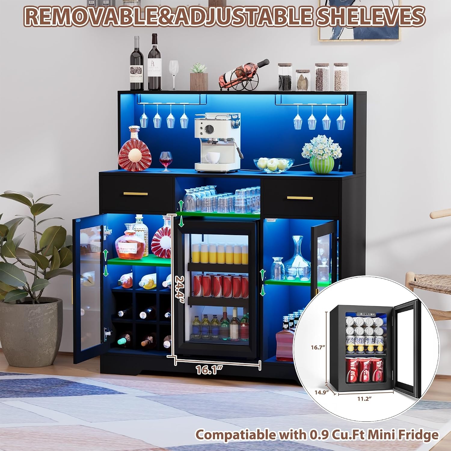Mini Fridge Cabinet with Stora - Home Bar And Fridge ulasan dan harga