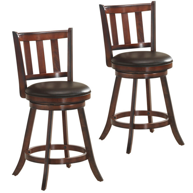 Set 2 Swivel Bar Stools Leathe - Home Bar And Counter ulasan dan harga