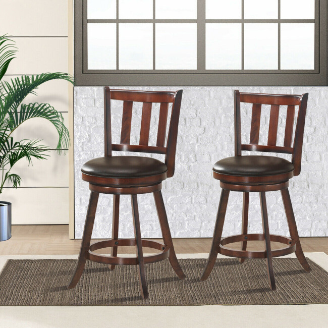 Set 2 Swivel Bar Stools Leathe - Home Bar And Counter ulasan dan harga