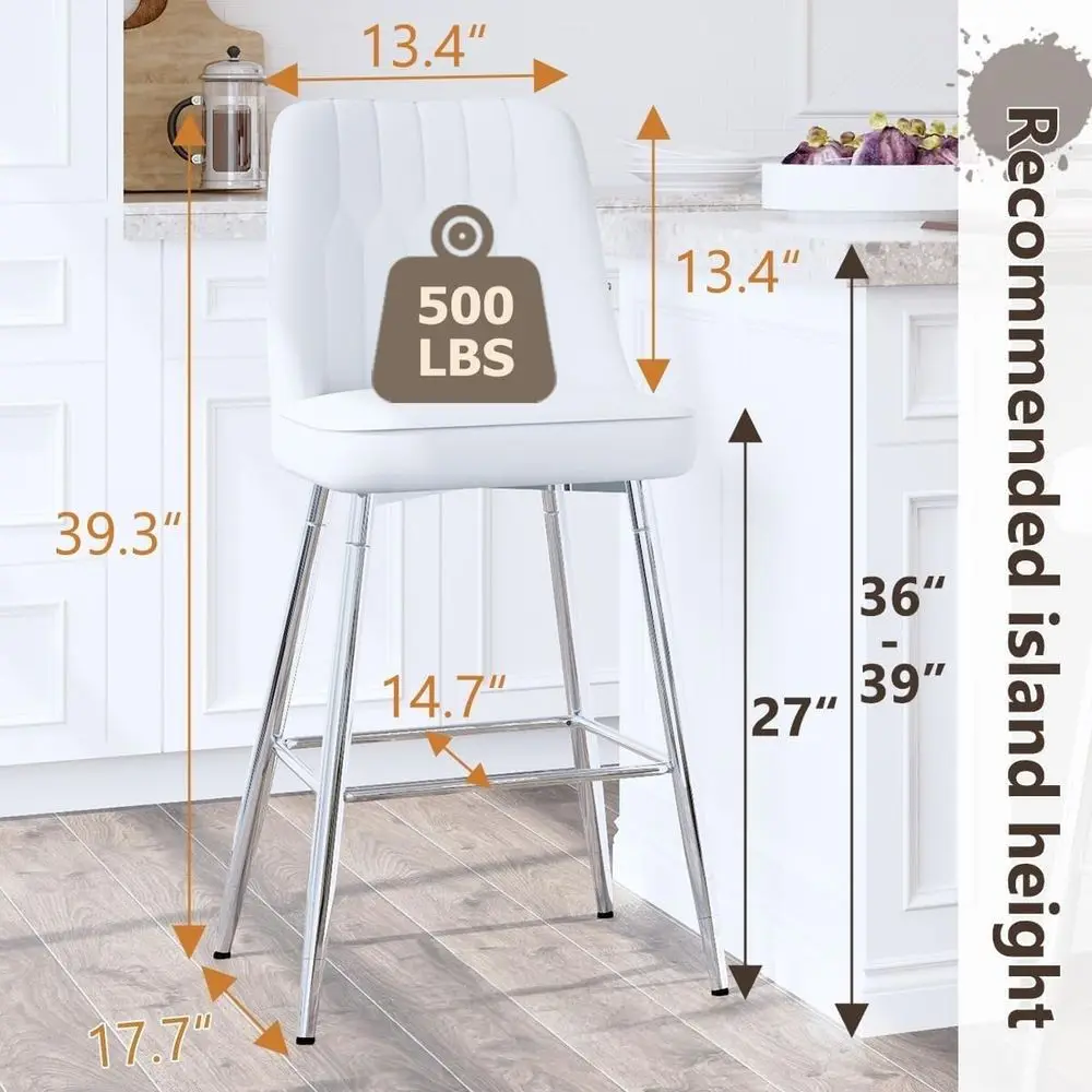 Set of 2 White Upholstered 27  - Home Bar And Counter ulasan dan harga
